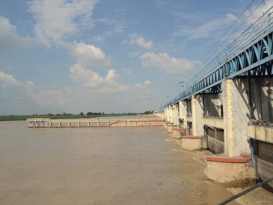 The water level in the river came close to the danger mark in Narora