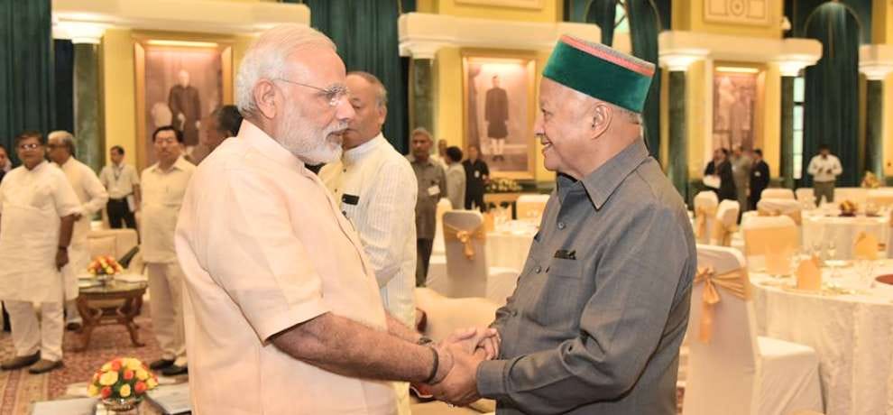 cm virbhadra singh and pm narendra modi in Interstate Council  meeting.