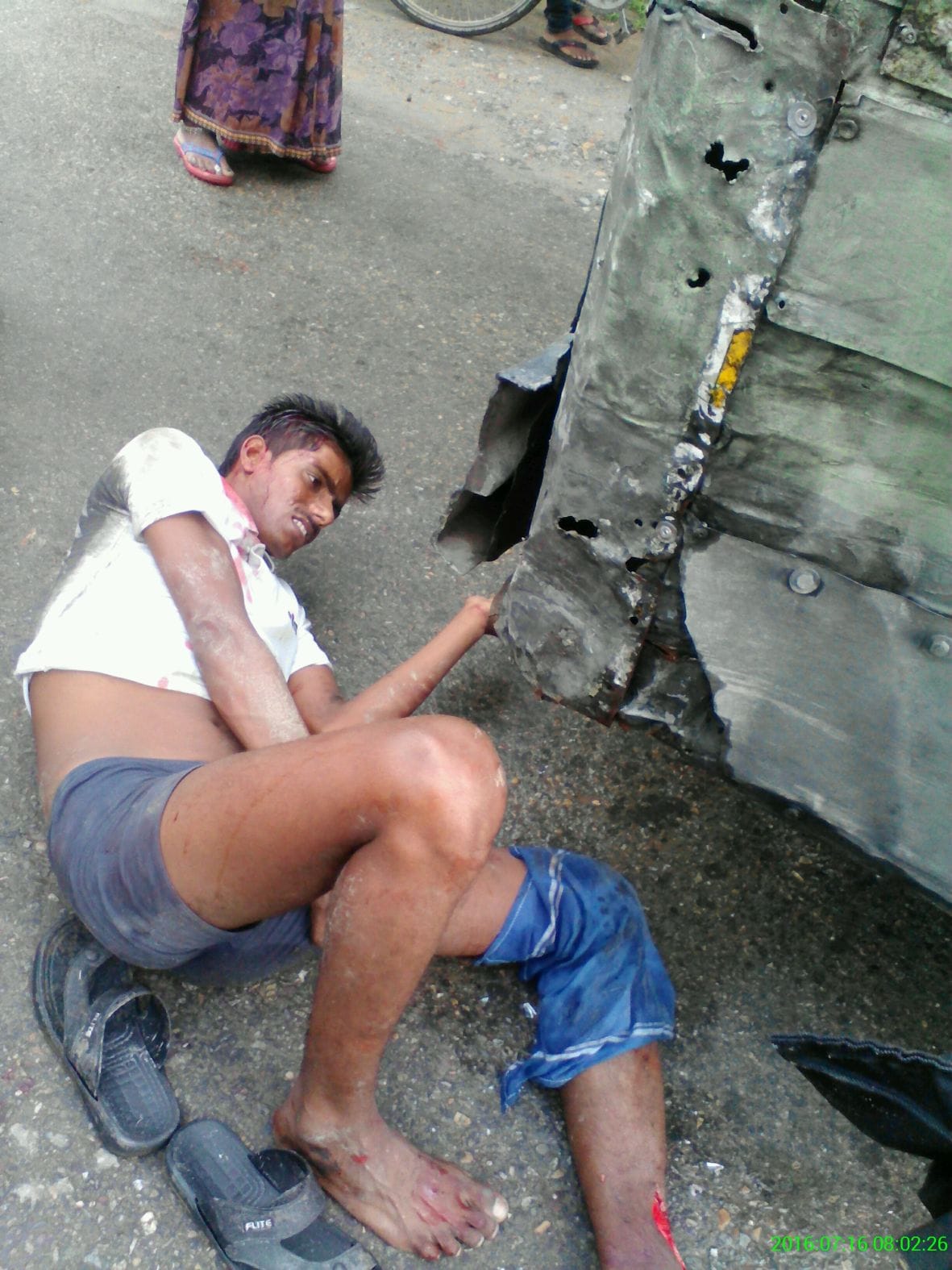Roadways bus coming down The bike rider injured
