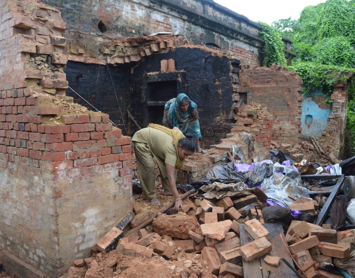 Dharamshala and house collapses, injuring couple