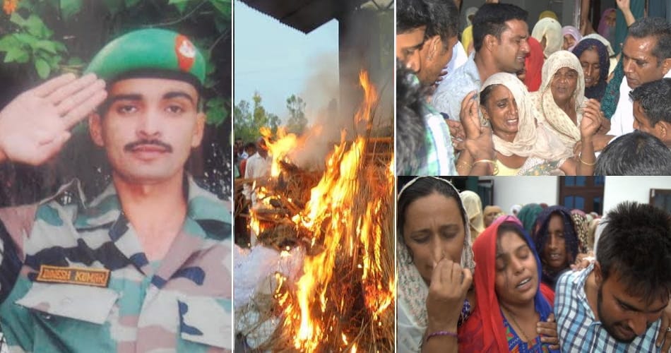funeral of dinesh gurjar, dinesh gurjar martyr in kupwara, dinesh gurjar martyr in srinagar