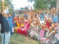 protest, villagers, against punchayat, karnal