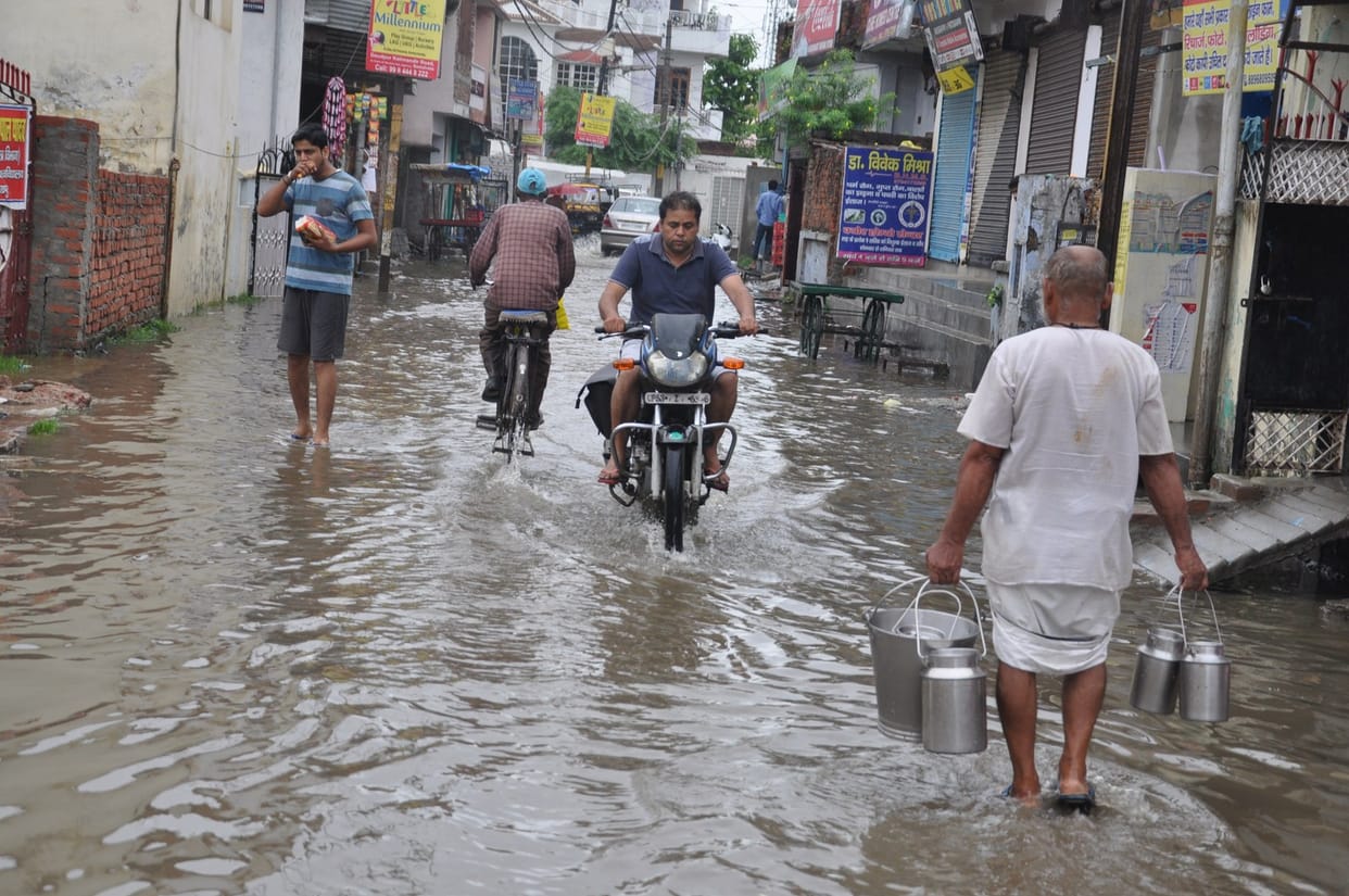 waterfilled in cities due to rain