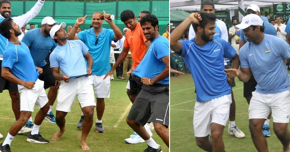 leander paes dance, leader paes dance in tennis court, leander paes dance in chandigarh
