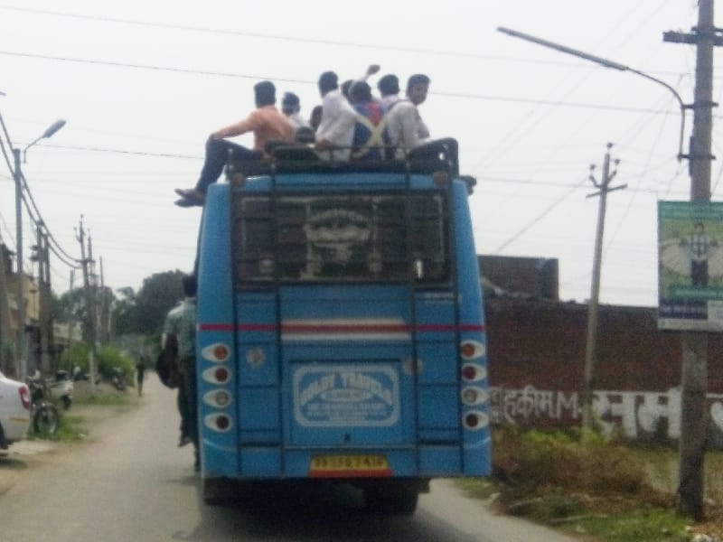 bus, student on roof, bus, problem, pathankot