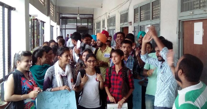 Agitation of ABVP at Bhatoli college