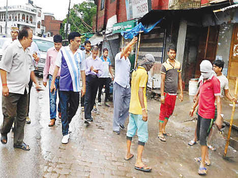 Cleaning provided officers stood