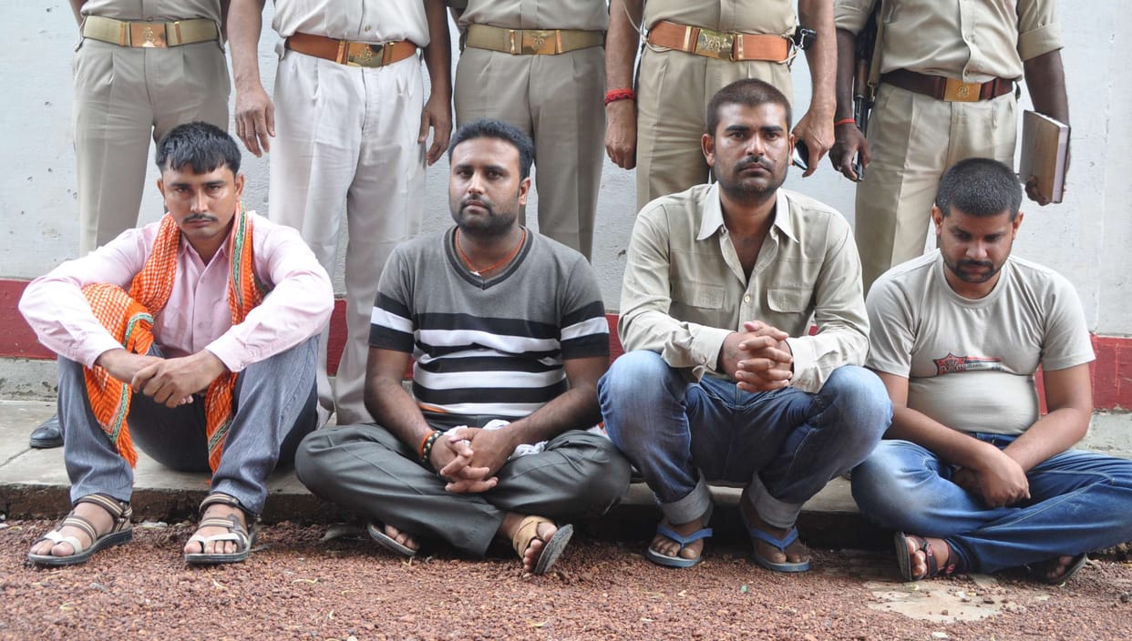 along with gram pradhan four arrested