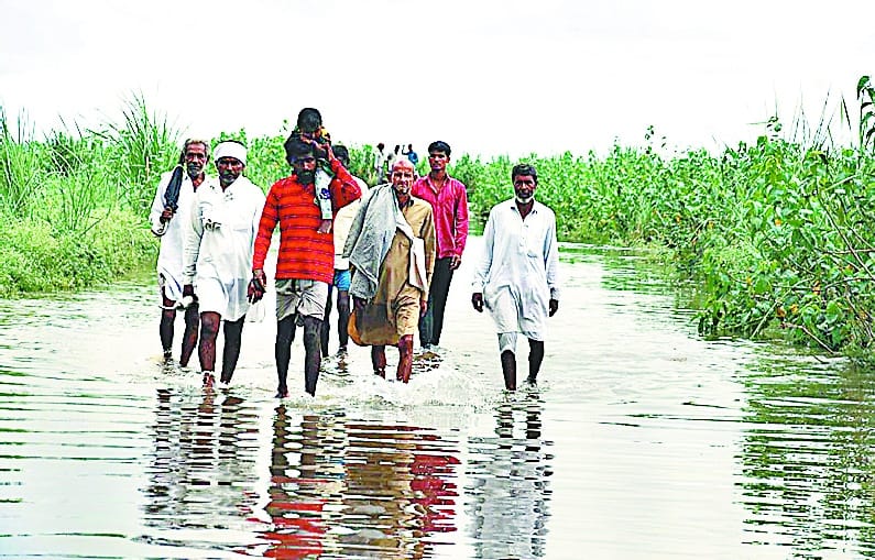 Water entered villages