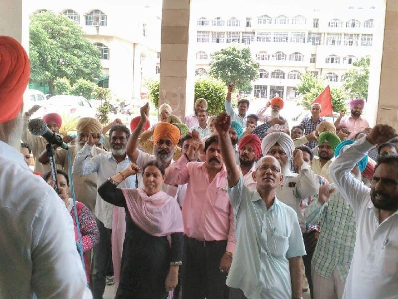 Employee wages, Mini Secretariat rally, demanding regular, Patiala