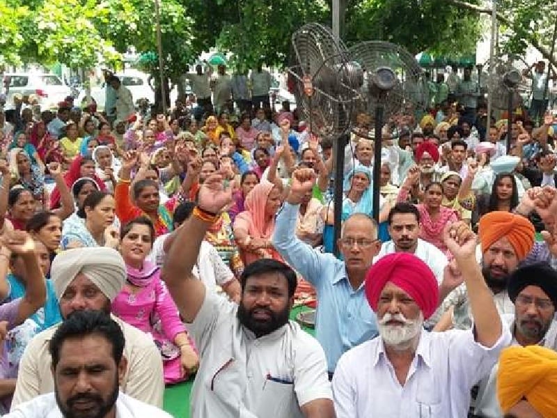 Leaving work strike, against the government, rally, employee rally, Patiala