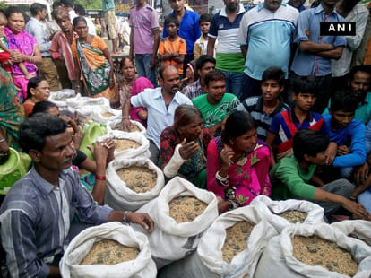 stones and mud send to the flood affected people of madhya pradesh