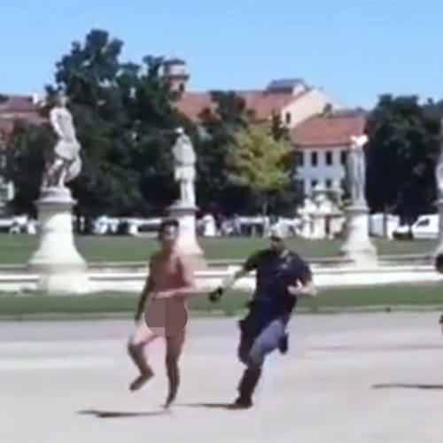 naked man shouting 'Praise to Allah' made police runaround the town square