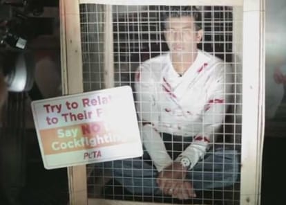 Rohan Bopanna Poses with Rooster in PETA Campaign
