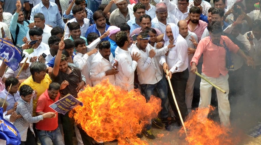 man caught fire in bsp protest