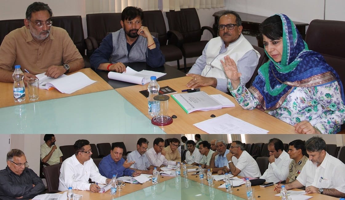 MEHBOOBA MUFTI HAD MEETING IN SRINAGAR ON SITUATIONS OF VALLEY