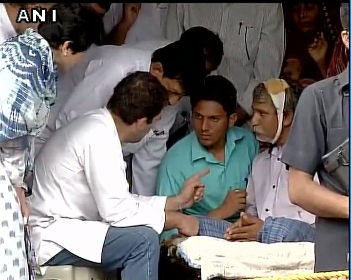 Congress VP Rahul Gandhi meets the family members of victims of Una incident, in Gujarat