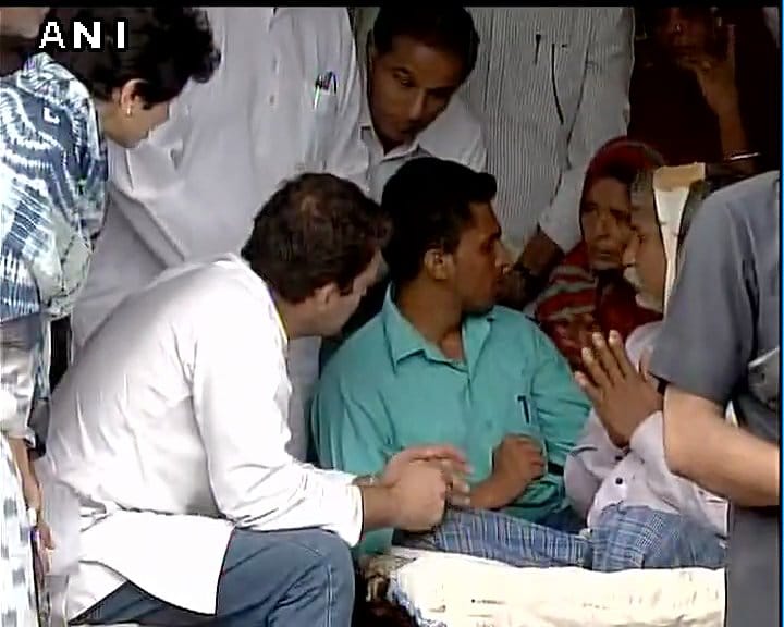Congress VP Rahul Gandhi meets the family members of victims of Una incident, in Gujarat