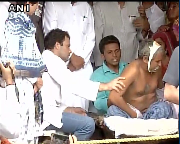 Congress VP Rahul Gandhi meets the family members of victims of Una incident, in Gujarat