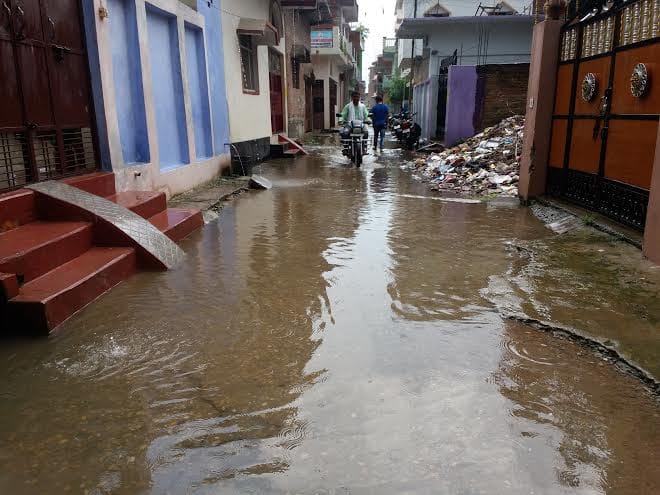 Rainwater filled the streets