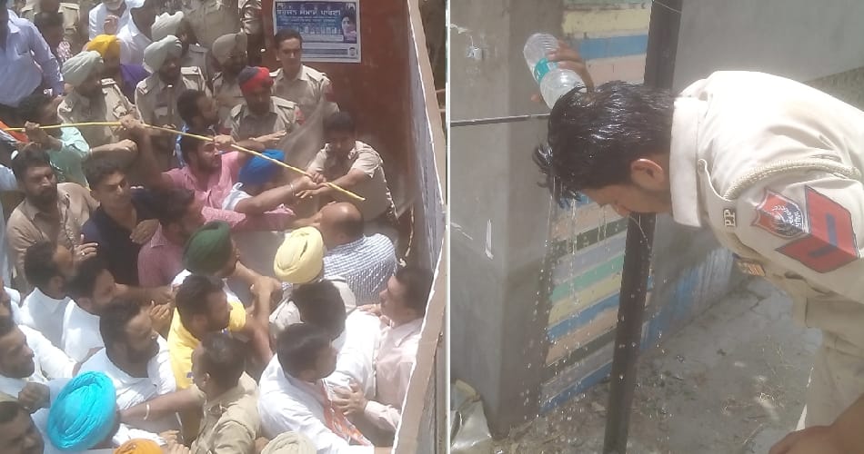 clash in bjp congress, bjp workers throw stones on congress workers, bjp congress clash with police