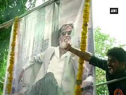 Fans bathe Rajinikanth’s poster with milk despite court’s orders  