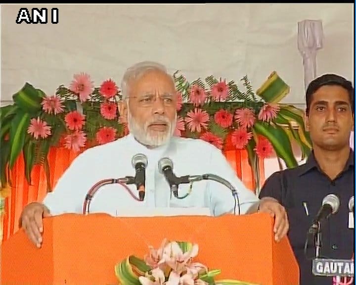 PM Narendra Modi addresses the gathering at Gorakhnath temple in Gorakhpur uttar pradesh