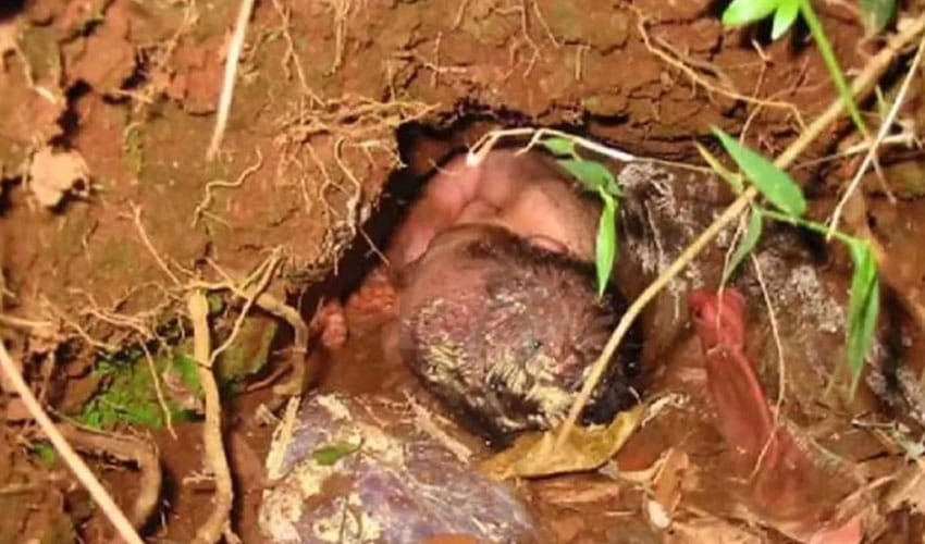 after 24 hours infant save from muddy tunnel