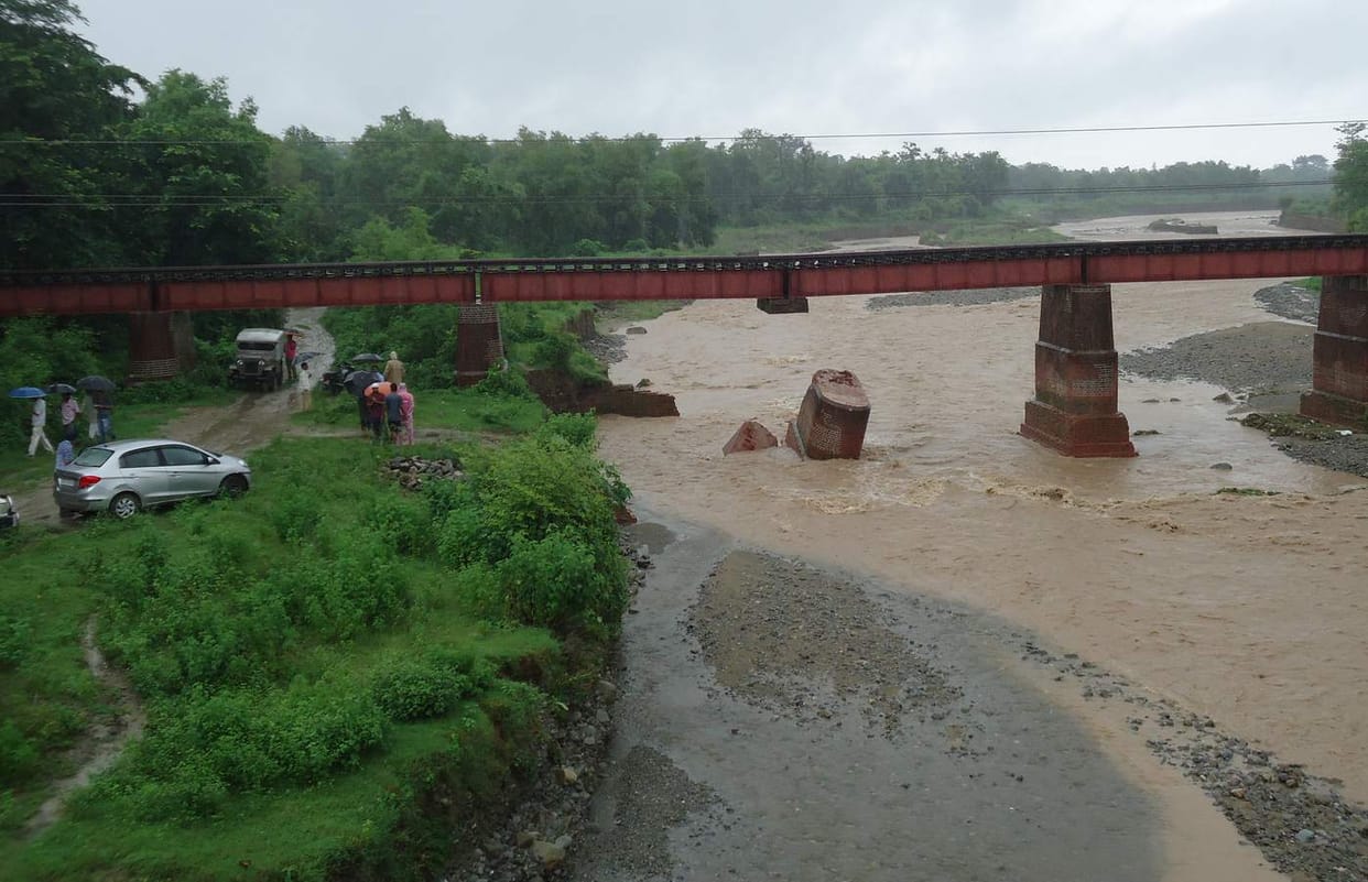 Sukro River railway bridge pillars collapsed, train services disrupted