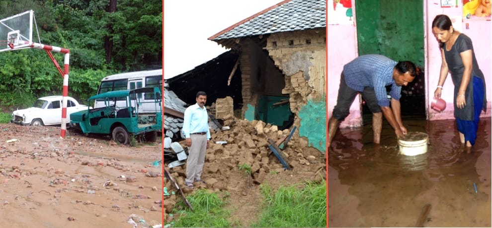 Heavy rainfall in Himachal cause property loss.