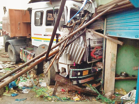 Uncontrollable truck rammed into the stores, two killed
