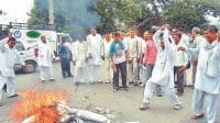 protest against xe minister, jind