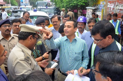 root diversion because of metro construction in Lucknow.