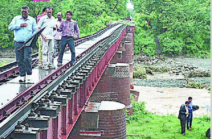 Illegal mining around the bridge would