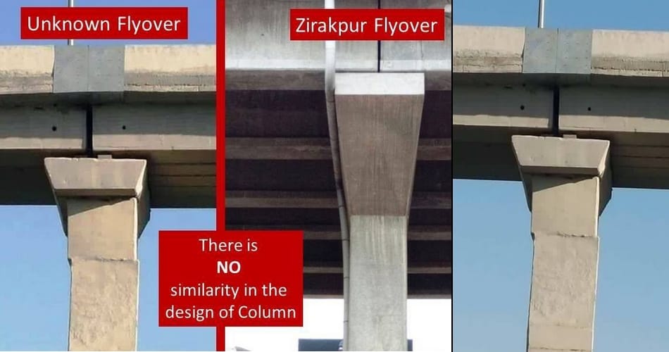 zirakpur flyover piller damage, flyover piller damage photo viral, zirakpur flyover, GMR, zirakpur
