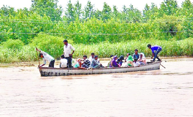 Bramhapuri village streets filled up the boat