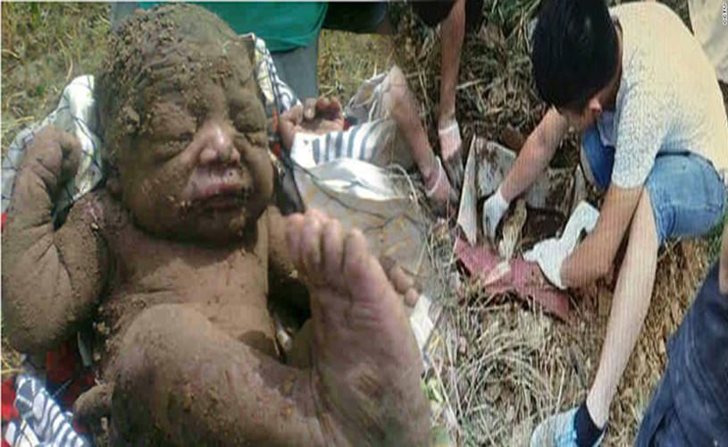 baby found alive after being buried for 8 days