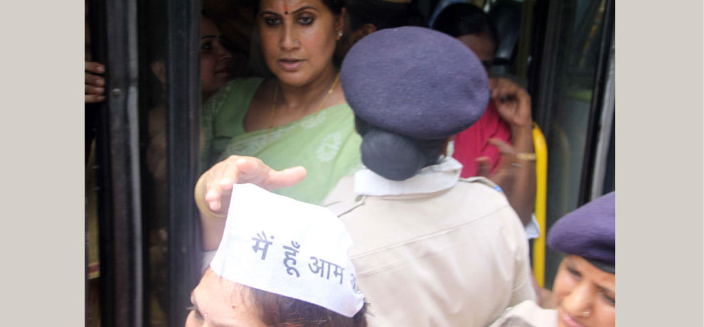 AAP women activists fought police, making obscene gestures and husband charged with rape