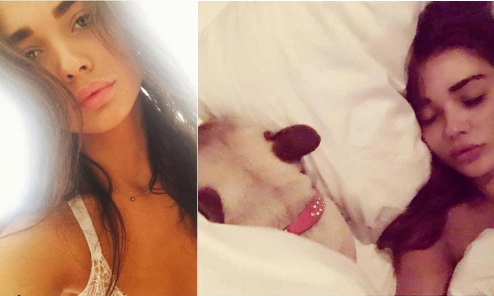 Amy jackson sleep with her dog