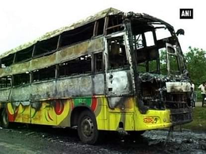 Three killed as bus catches fire