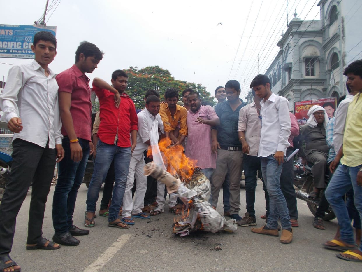 She blew effigy of student leaders