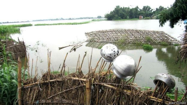 Due to heavy rain in nepal flood in bihar