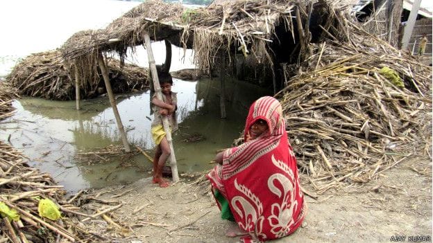 Due to heavy rain in nepal flood in bihar