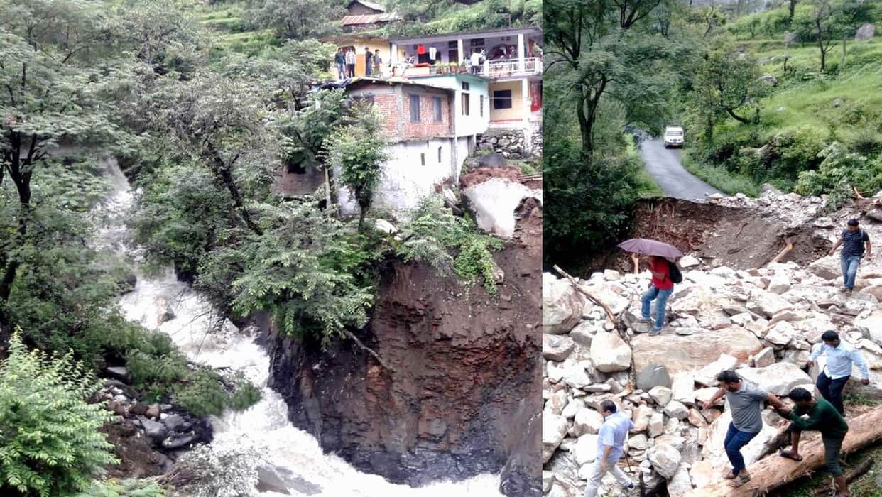 roads washed away in uttarakashi due heavy rain.