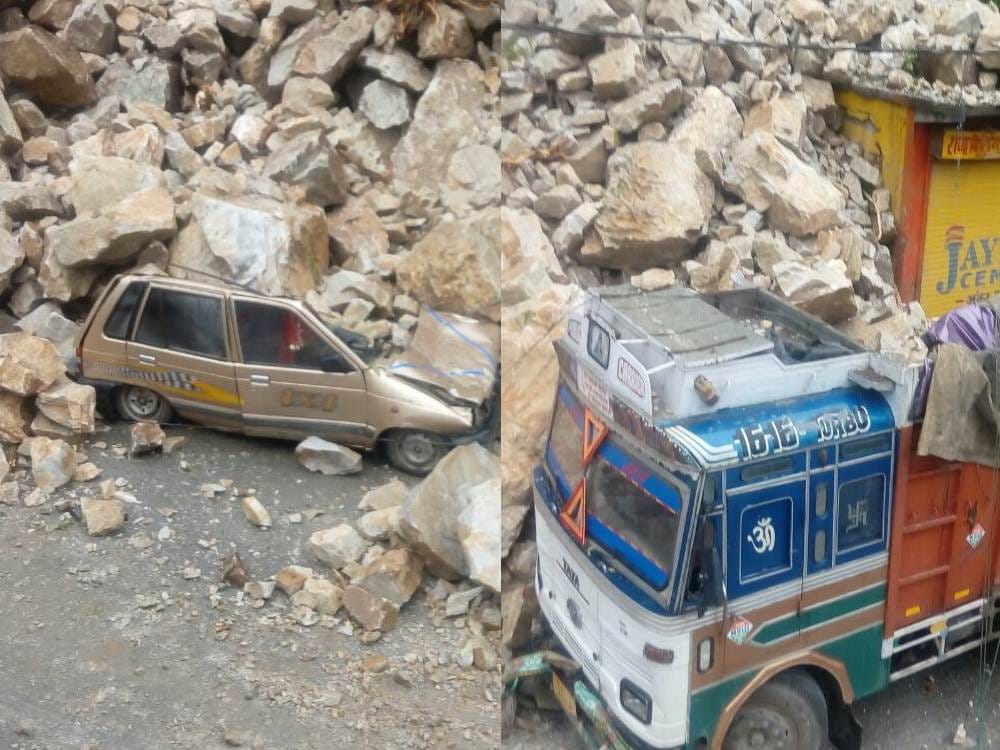 landslide in tehri ghansali main market