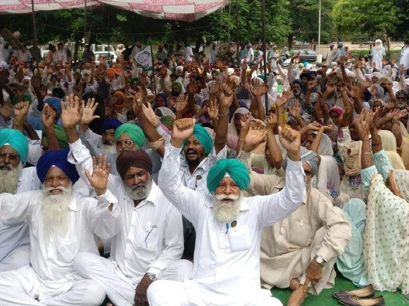 farmer protest, loann free demand, patiala