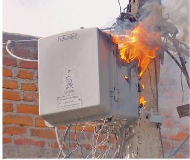 Meter box, fire, 15 families trapped in homes