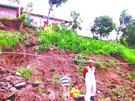 many houses in danger due to land slide.
