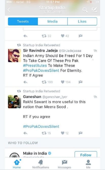 Wrong tweet post on startup twitter page brings govt in awkward situation
