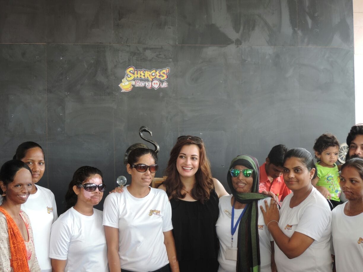 film actress dia mirza met acid survivors in sheroes hangout